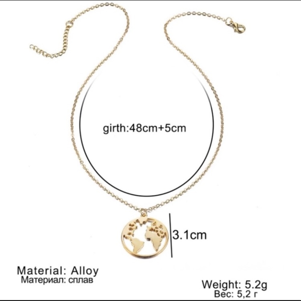 Docona Bohemian  World Map Pendant Necklace for Wo - Picture 2 of 5